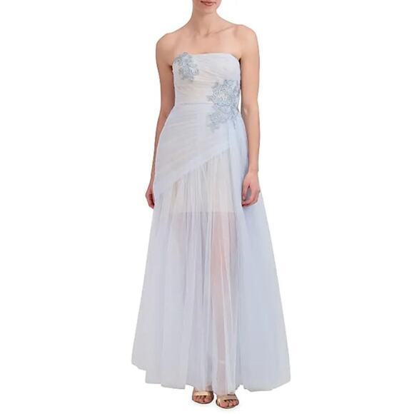 BCBGMAXAZRIA Women's Skyway Strapless Tulle Gown Long Evening Dress Size 2 - Picture 4 of 9